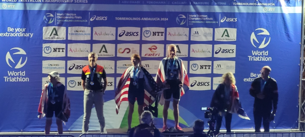 Sportler auf einem Podium