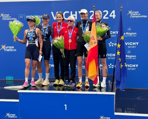 Podium mit Sportlern