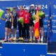 Podium mit Sportlern